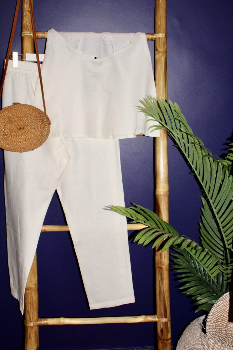 BIFJH03P-PANTALON DE PYJAMA EN LIN BLANC – Image 4