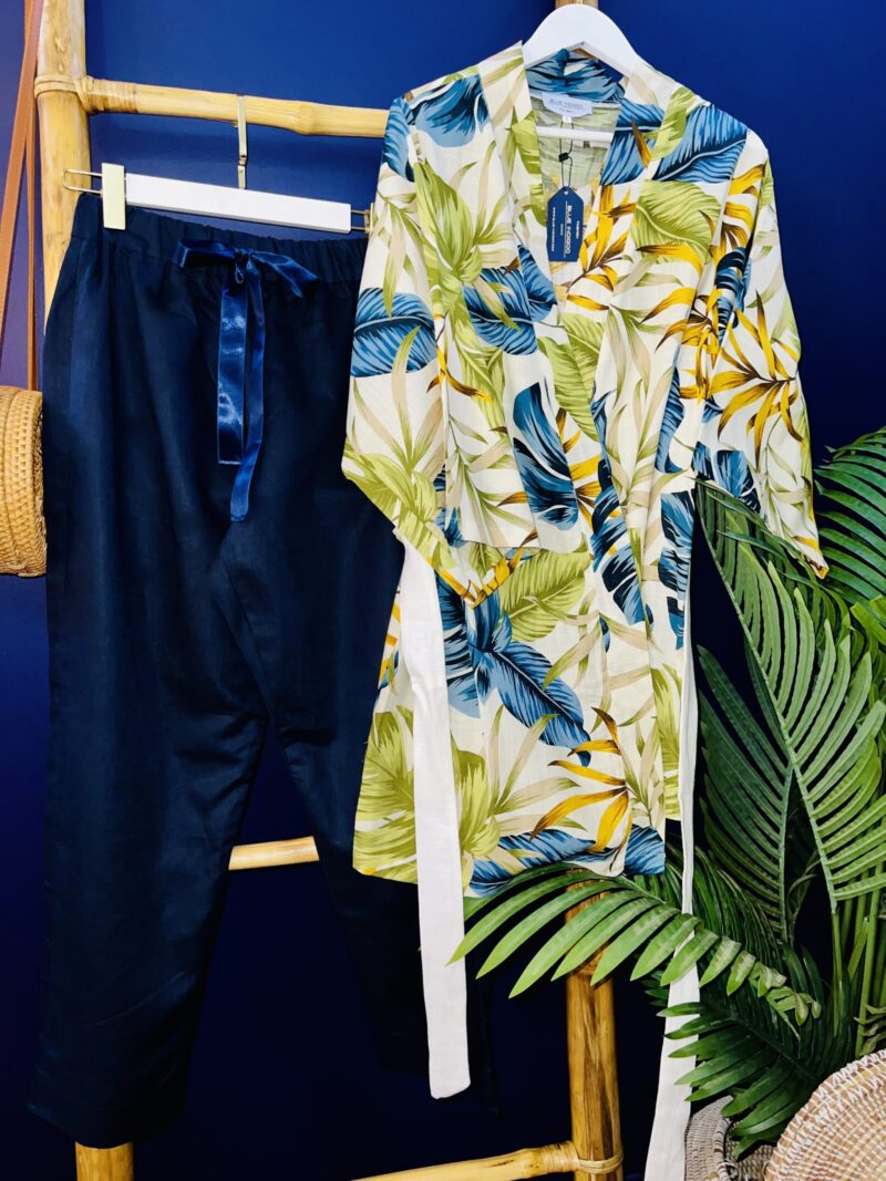 BIFJH04K-KIMONO EN LIN FLEURI – Image 2