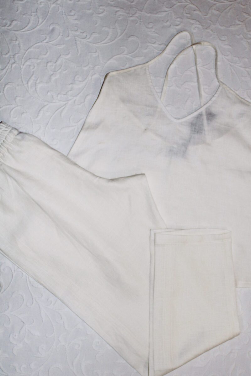 BIFJH03P-PANTALON DE PYJAMA EN LIN BLANC – Image 3