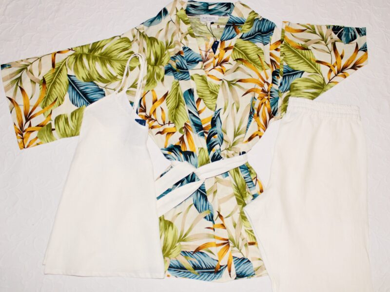 BIFJH04K-KIMONO EN LIN FLEURI – Image 3