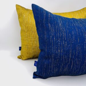 SC-455-COUSSIN EN PPAGNE TISSE BLEU ARGENT